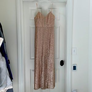 Amsale G882Q Samantha; Fabric: Sequin; Color: Rosegold size 6